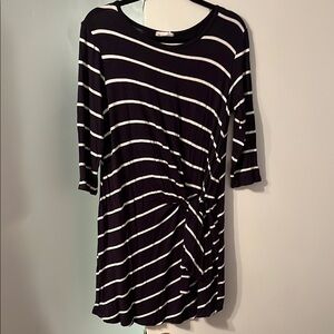 Coco & Main Navy and White Striped Wrap Dress
